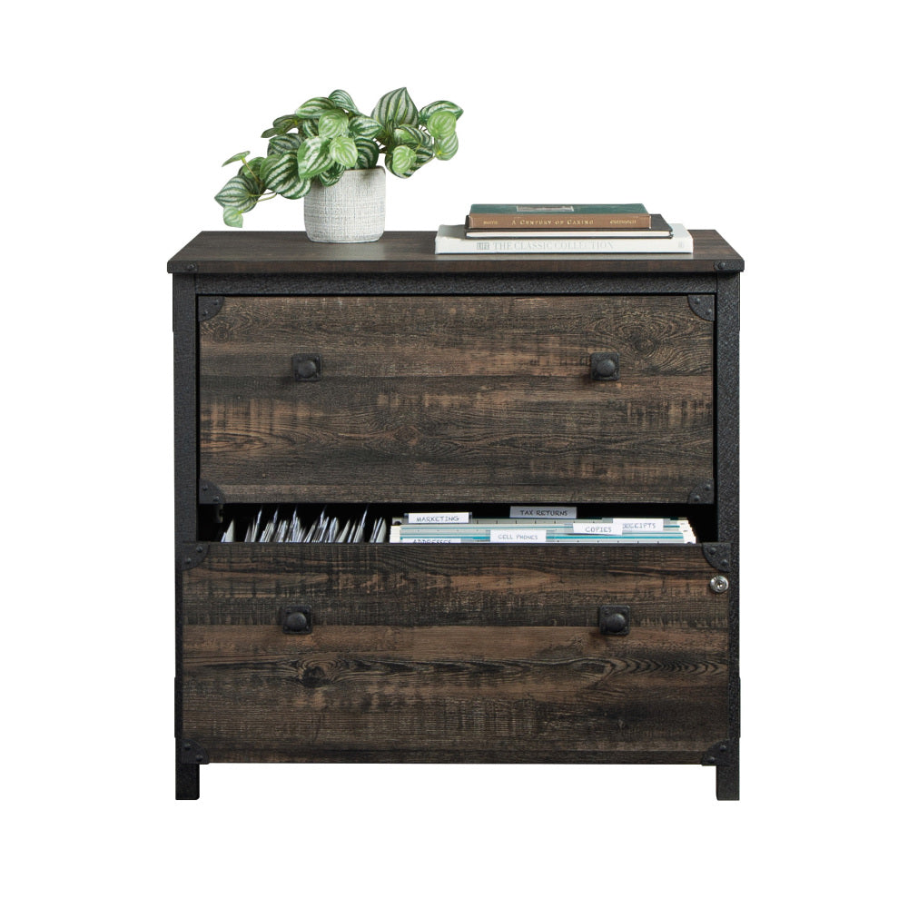 Sauder Steel River Lateral File, Carbon Oak Finish