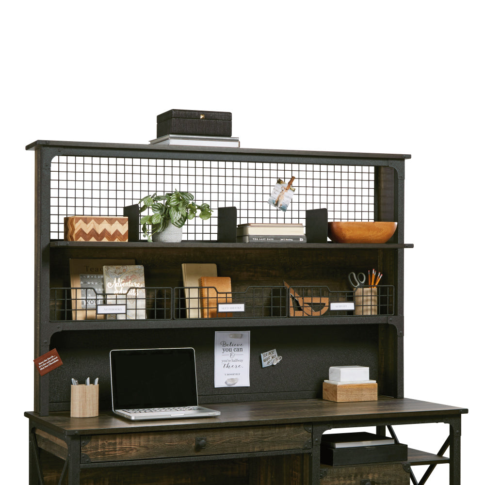 Steel River Industrial Desktop Hutch Carbon Oak
