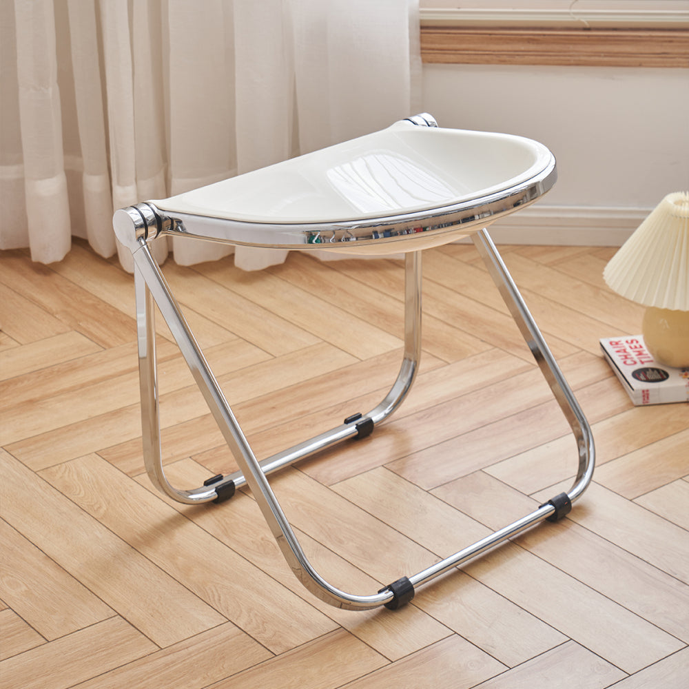 Used folding chair home transparent ins retro office leisure dining chair acrylic creative stool portable outdoor stool