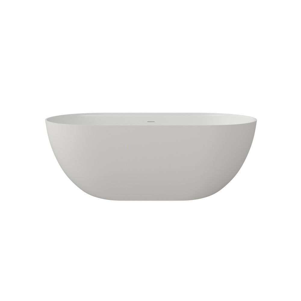59" Premium Solid Surface Deep Soaking Bathtub With Acrylic Shelf