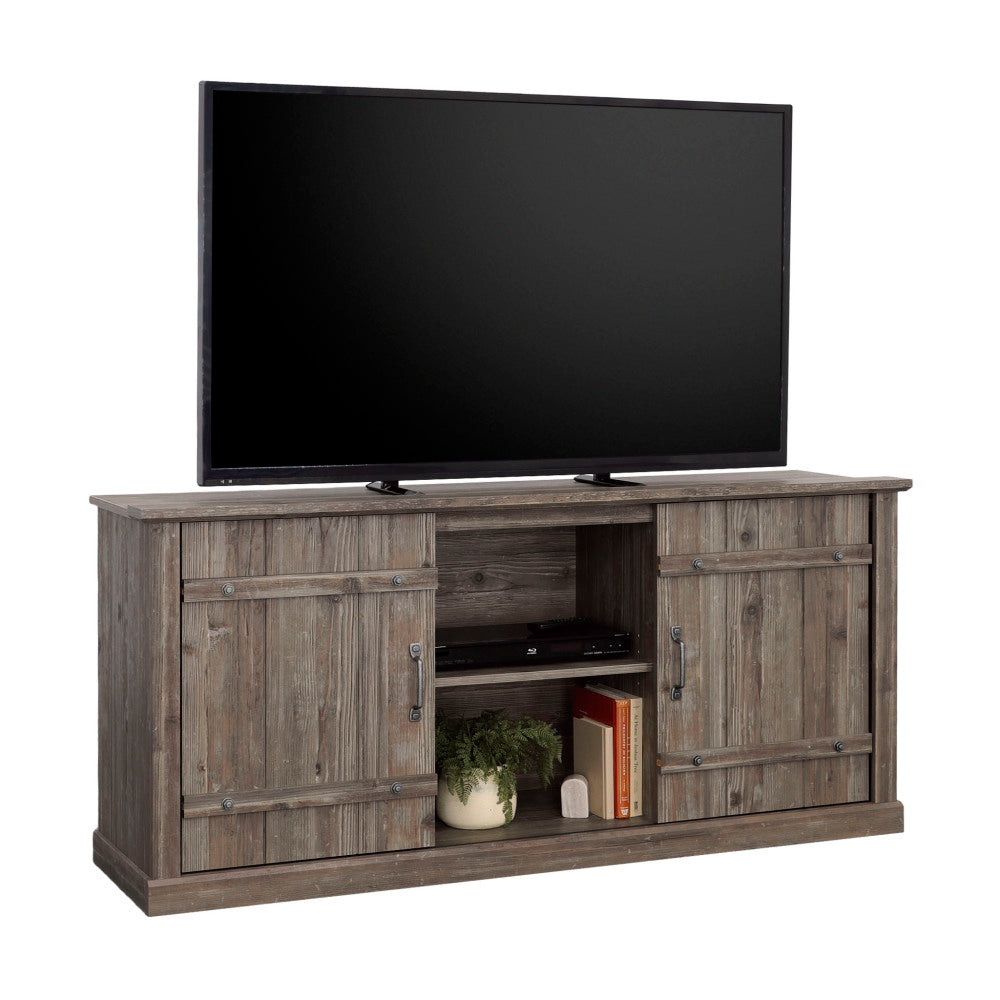 Sauder Select Sliding Door TV Credenza Pebble Pine
