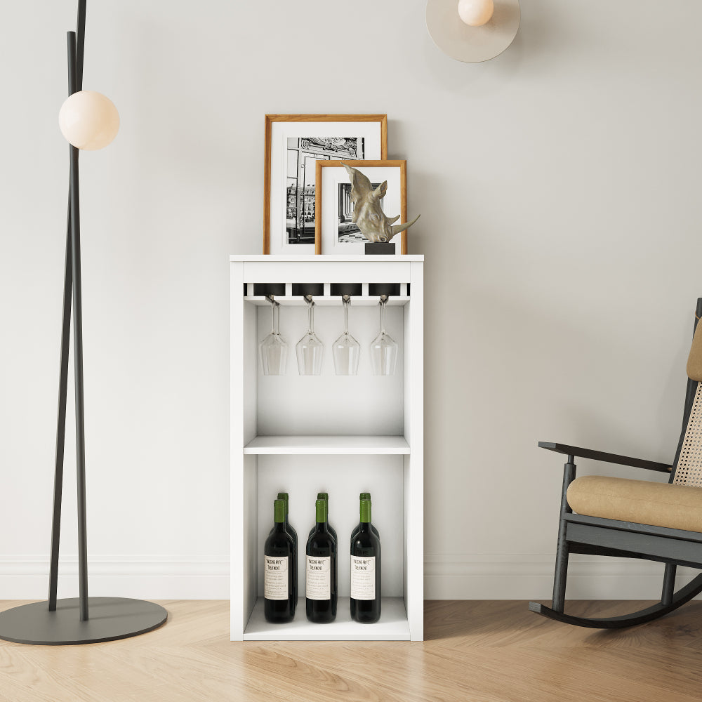 WHITE color modular wine bar Cabinet with Storage Shelves with Hutch for Dining Room