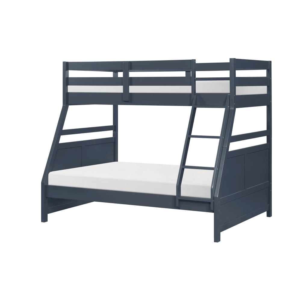 Navy Blue Finish Twin Platform Bed with Bookcase Headboard Drawers Hidden Desk Stool Footboard Storage Bench Bedroom Furniture 1pc