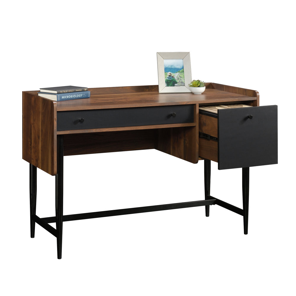 Sauder Harvey Park Modern Home Office Desk with Storage, Jet Acacia Finish