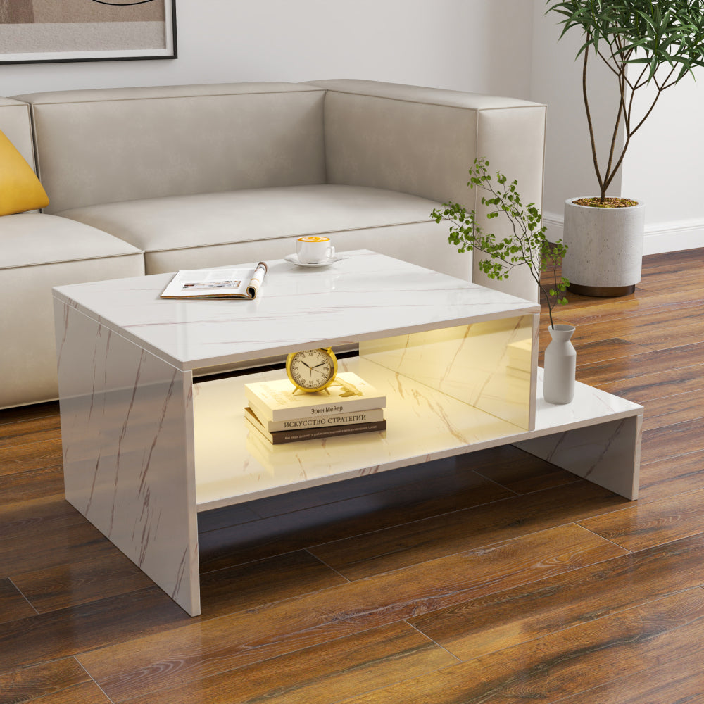 Coffee table with unique architectural shape,white