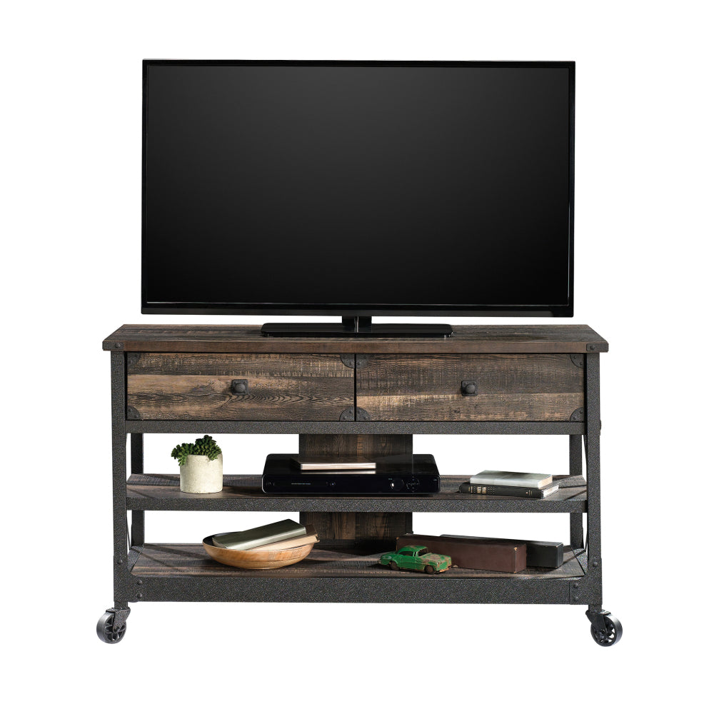 Sauder Steel River TV Stand, for TVs up to 52", Carbon Oak Finish