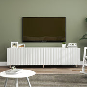 TV Stand for 65+ Inch TV, Modern TV Stand for Living Room, Entertainment Center with Storage & 2 Drawers, TV Media Console Cabinet for Bedroom, White