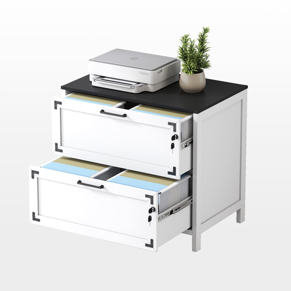 2 Drawer Farmhouse File Cabinet,Filing Cabinet with Lock for Home Office