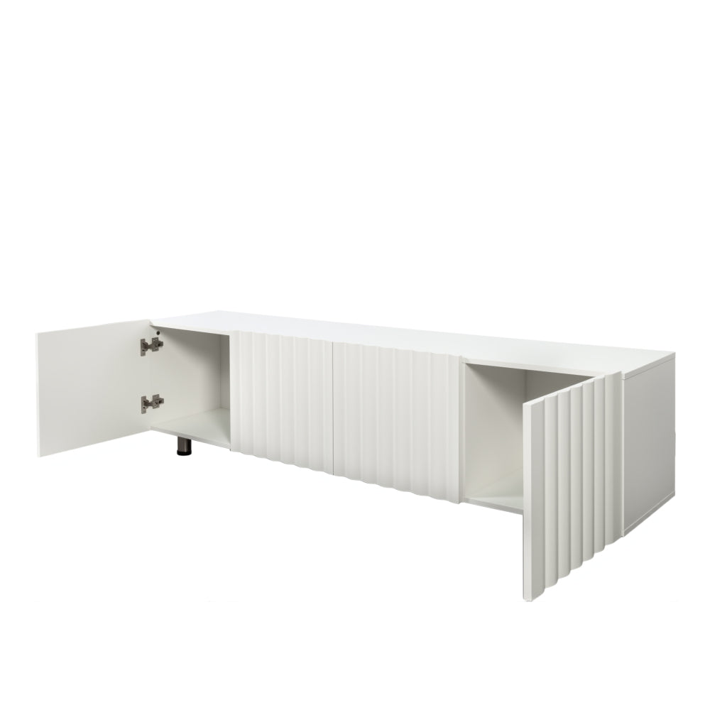 TV Stand for 65+ Inch TV, Modern TV Stand for Living Room, Entertainment Center with Storage & 2 Drawers, TV Media Console Cabinet for Bedroom, White