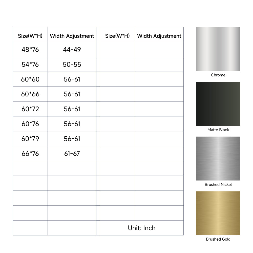 60*72" Frameless Double Sliding Shower Door, Double Shower Door, 3/8″ (10mm) SGCC Tempered Glass, Stainless Steel Gold