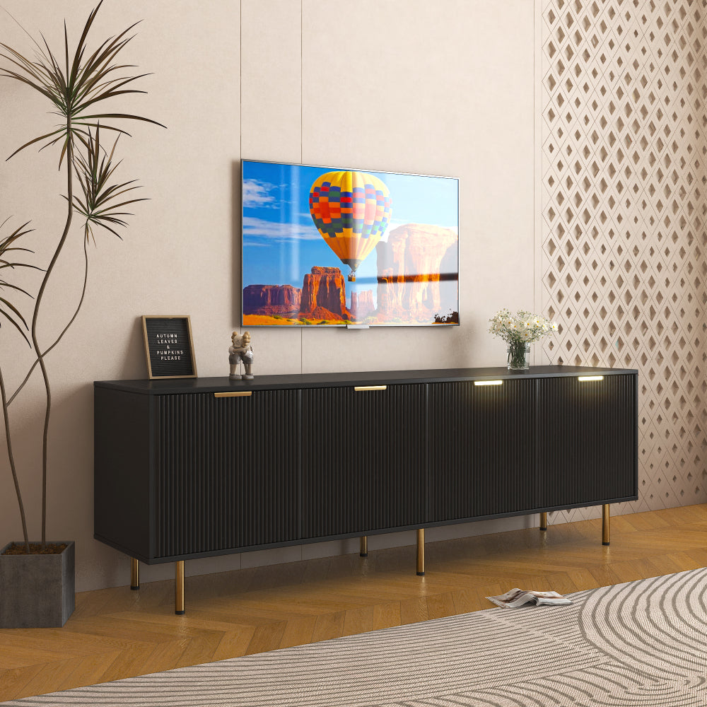 Modern warm Black TV cabinet for 80 inch TV Stands, for Living Room Bedroom