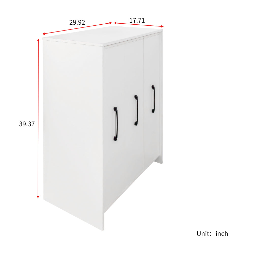 Bookcase with Three Pulled Out Doors Shelving Cabinet,3 Tier Floor Standing Bookcase,Slide Out Storage Bookcase file cabinet,Office Bedroom Living Room Hidden Storage Cabinet with Wheels