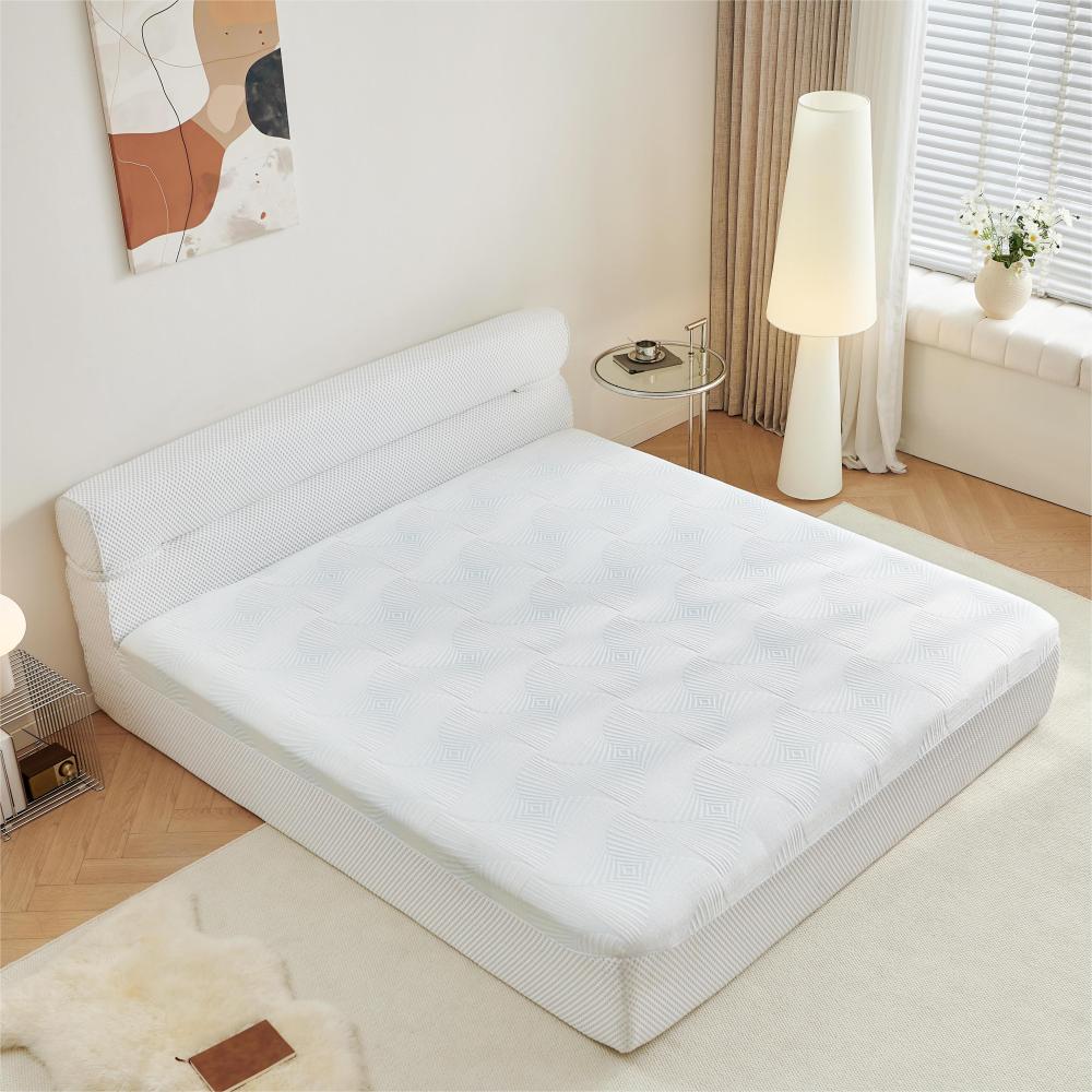 All in One Queen Mattress & Bed Frame 15 Inch Queen Size Mattresses  in a Box with Cool Fabric  Pressure Relief, Motion Isolation  No Assembly Required for Living Room Apartment Bedroom Dormitory
