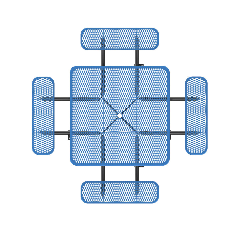 46-Inch Blue Square Picnic Table with Umbrella Hole