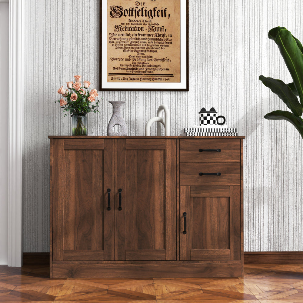 Modern Wood Buffet Sideboard with 2 doors&1 Storage and 2drawers -Entryway Serving Storage Cabinet Doors-Dining Room Console, 43.3 Inch, Oak