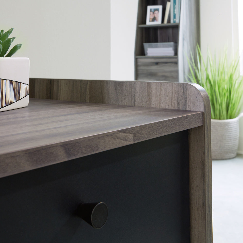 Sauder Harvey Park Modern Home Office Desk with Storage, Jet Acacia Finish