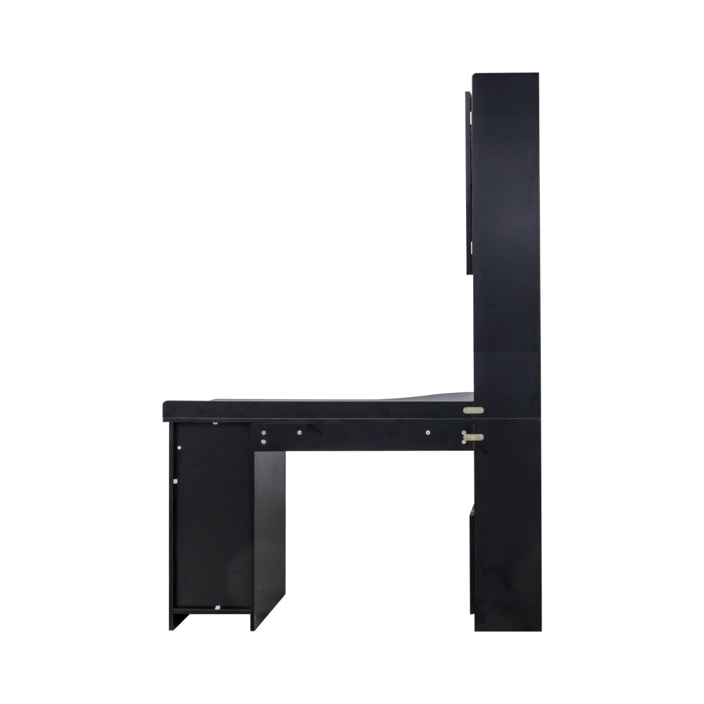 L-Shaped Corner Computer Desk  for Home Office or Study desk, Study Modern Style Table with Drawers, Bookshelf & Hutch, 2-in-1 L-Shaped Design, Large Working Space,black