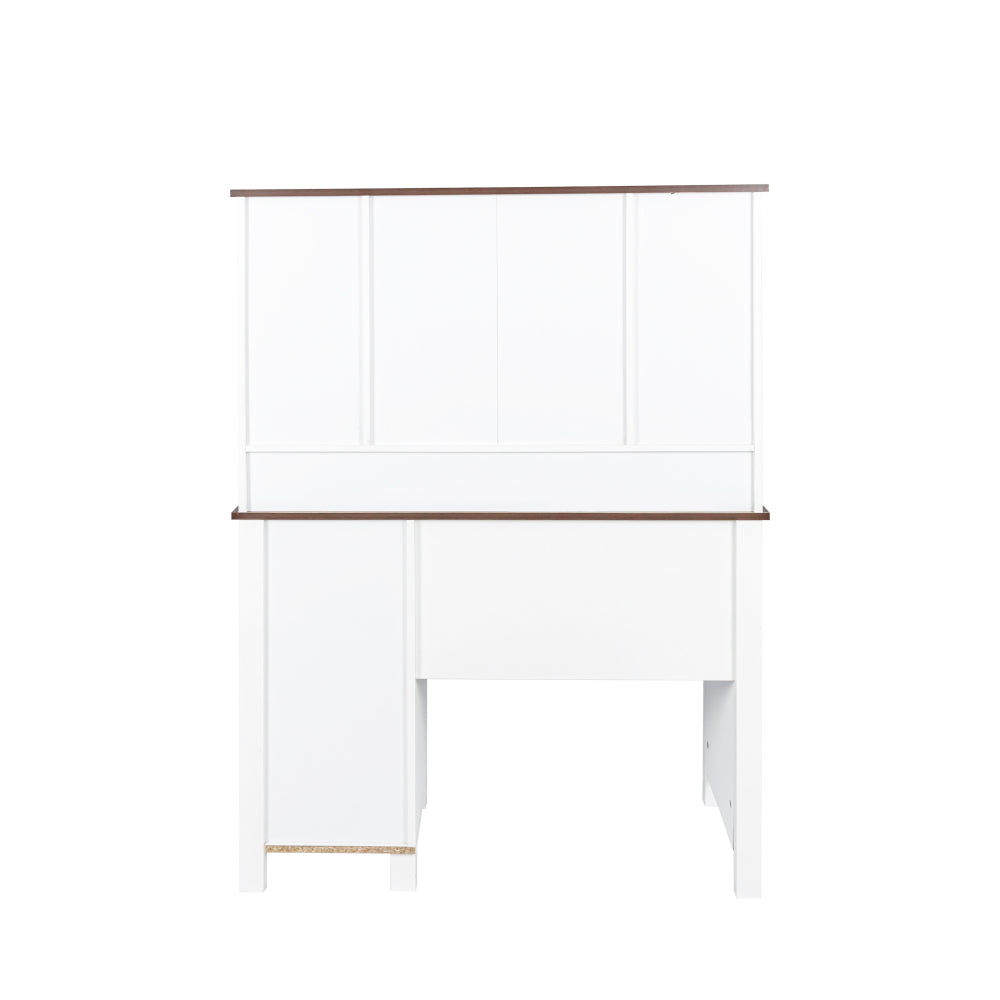 Farmhouse Makeup Vanity with Mirror and Lights,41.73" Wide Vanity Desk ,Vanity Table with 4 Drawers and 1 Cabinet,3 Color Modes, Dressing Table for Bedroom