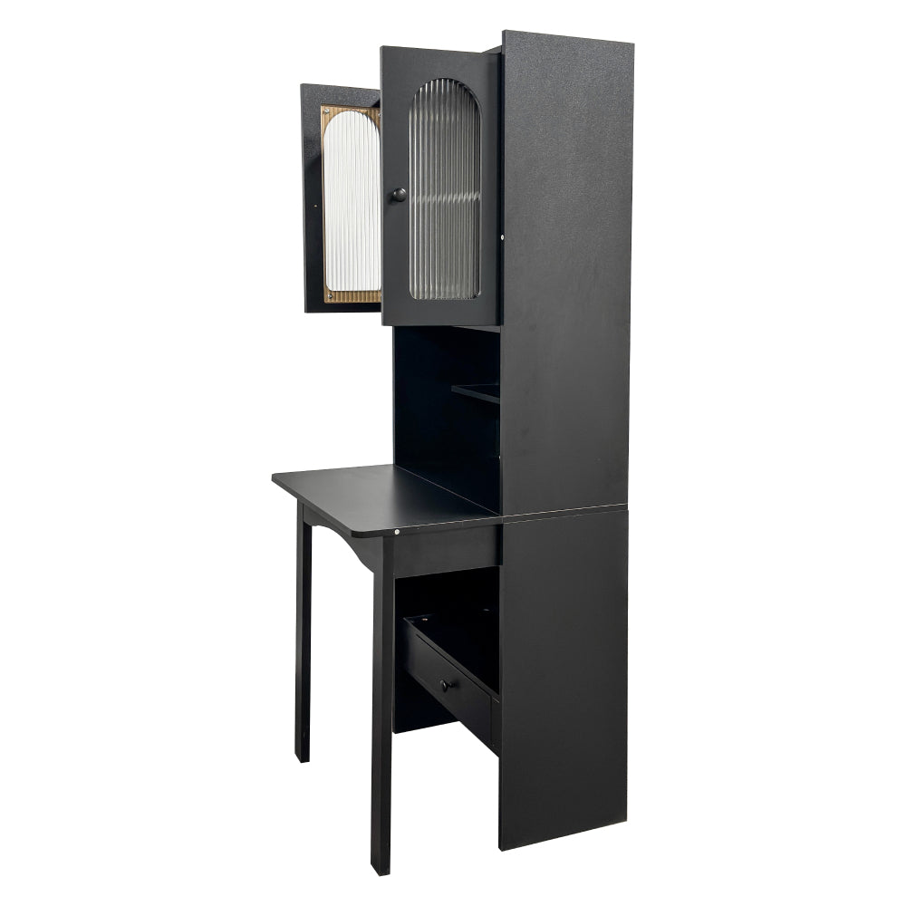 Fold-Out Convertible Writing Table,  Desk Cabinet with shelf and drawer Multi-Function Home Office Workstation