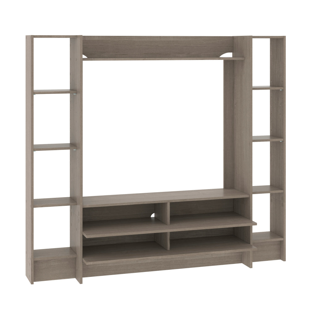 Sauder Beginnings Wall System TV Credenza, L: 66.3" x W: 15.51" x H: 58.5", Silver Sycamore Finish