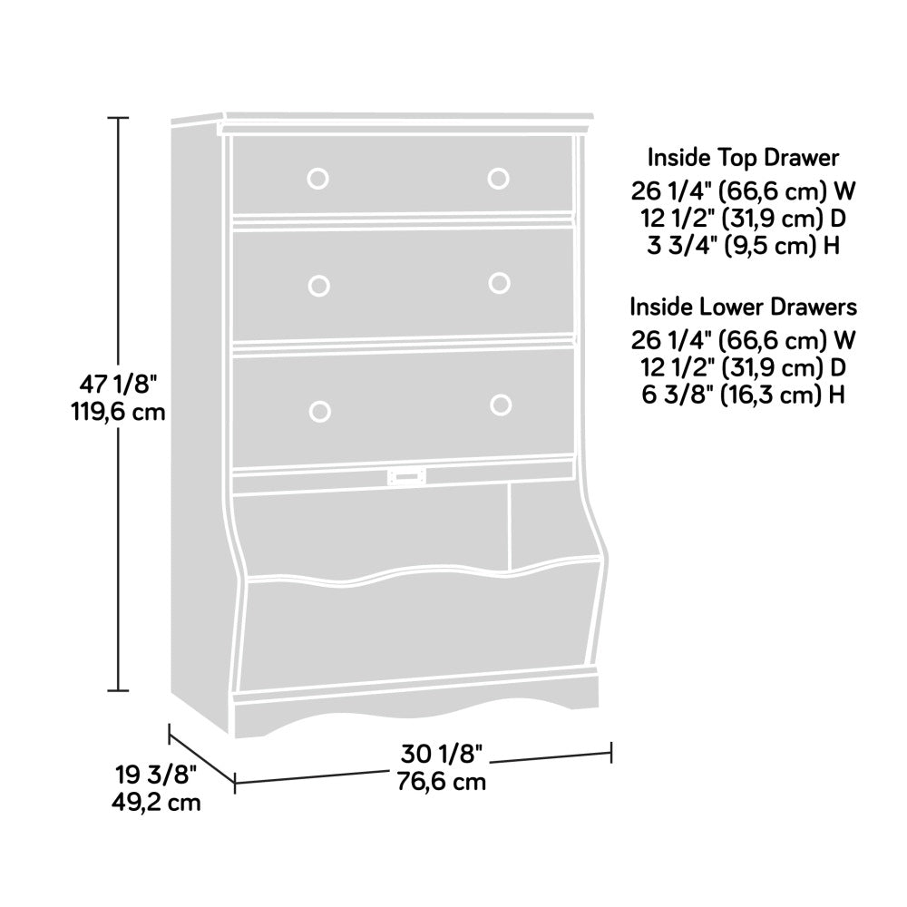 Sauder Pogo 3-Drawer Chest, 30.08", Soft White