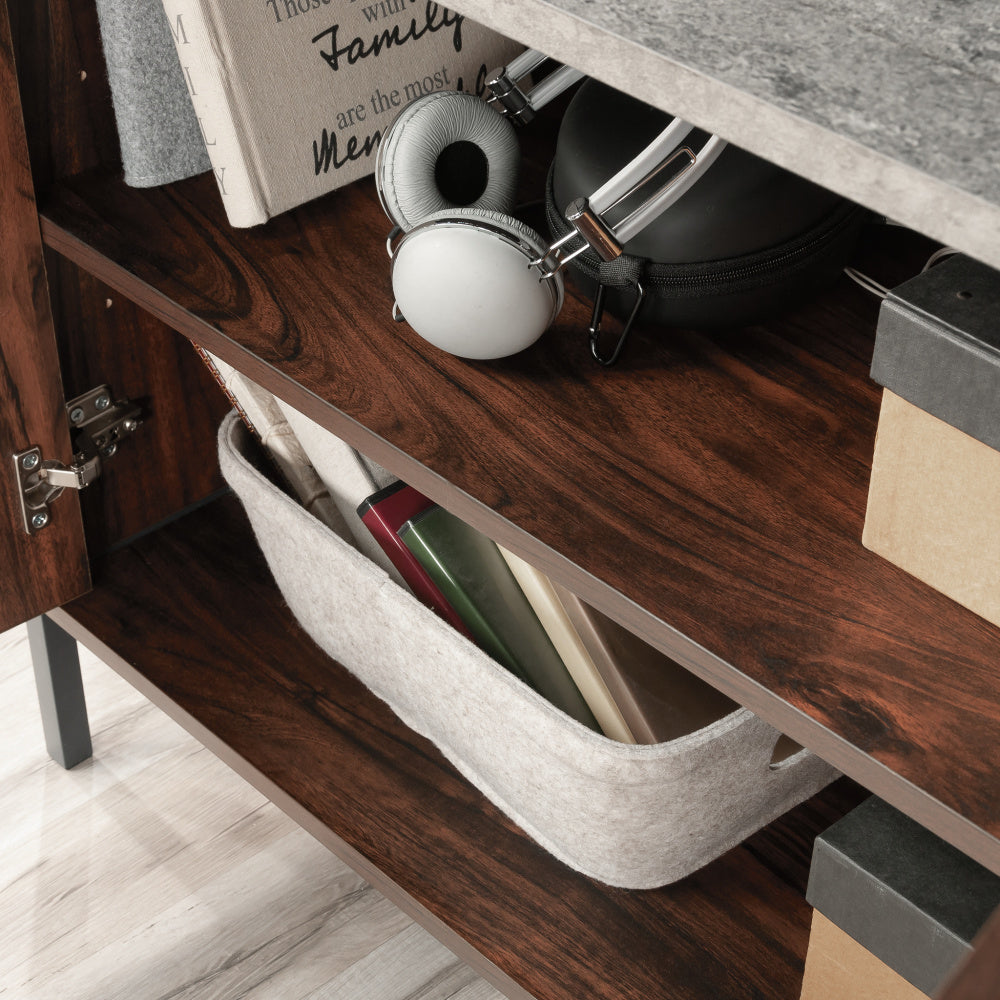 Market Commons TV Credenza Rich Walnut with Slate