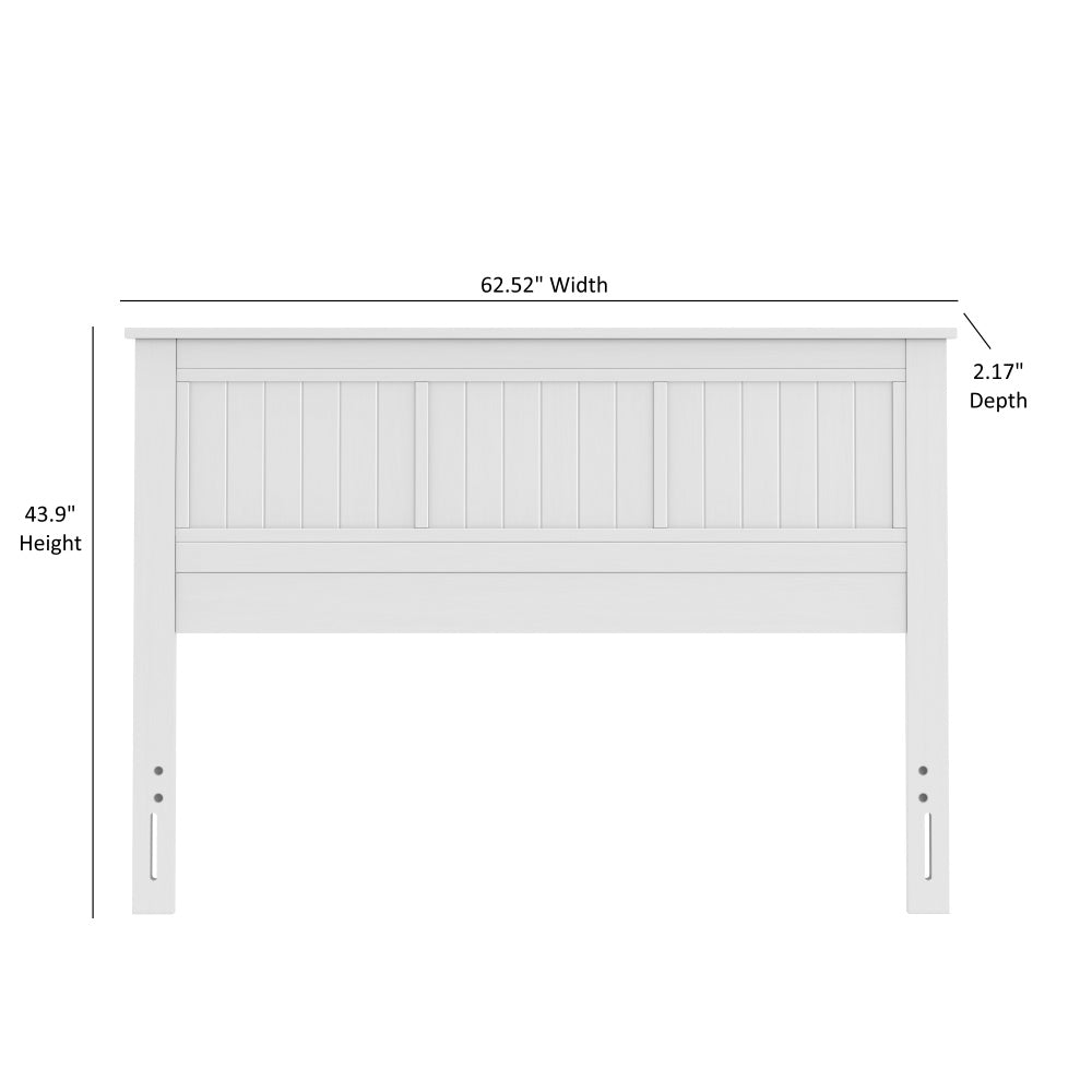 Walton Window Pane Wood Queen Panel Headboard - White