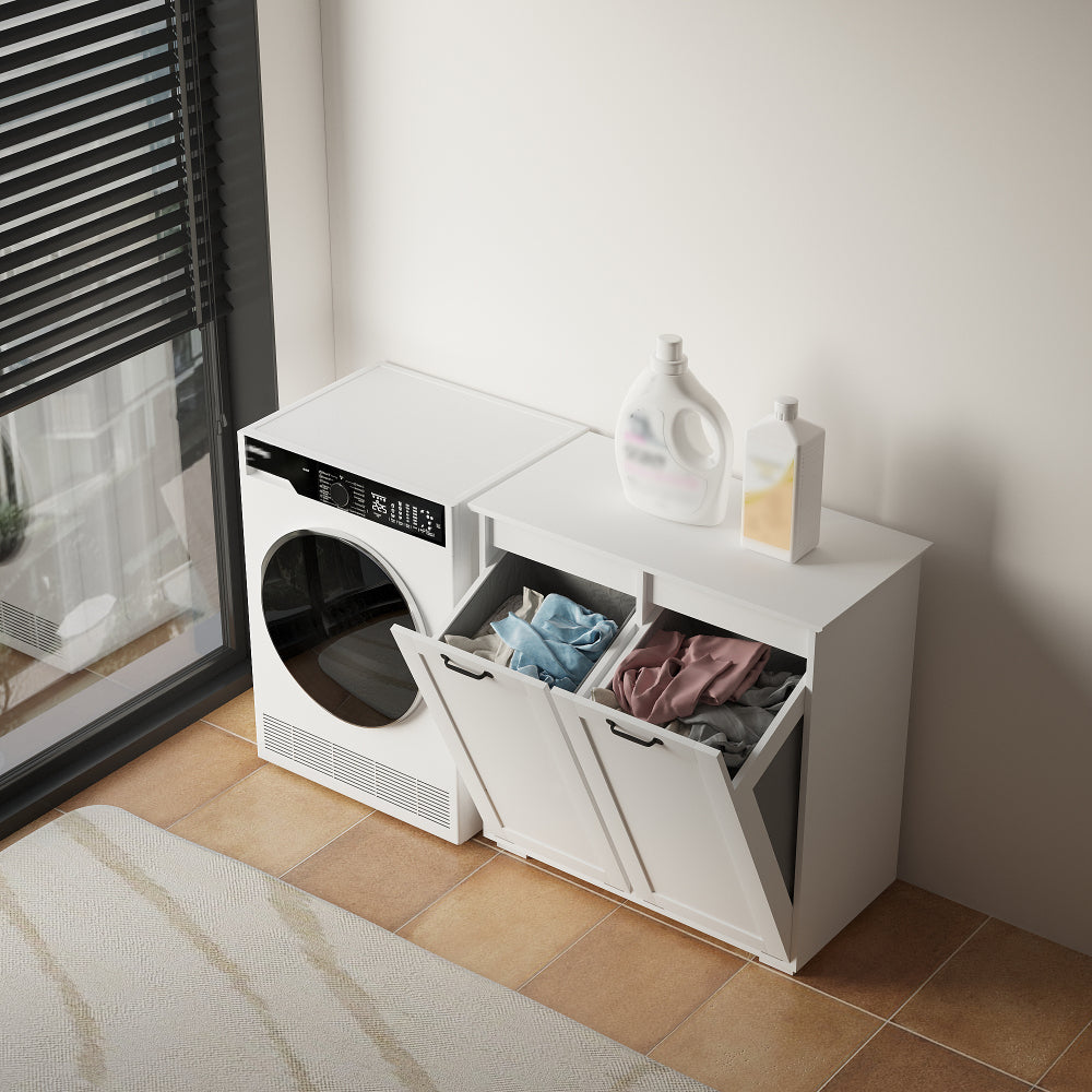 Laundry Cabinet ,with 1 Storage cabinet and 1 Drawer - White