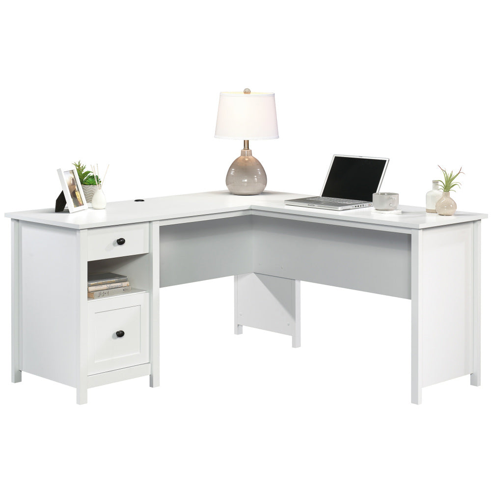 Sauder County Line L-Desk, Soft White Finish