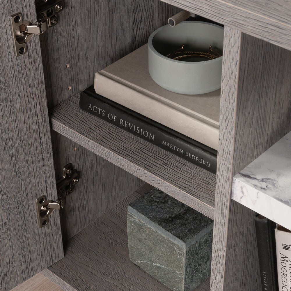 Sauder East Rock Nightstand, L: 21.18" x W: 19.45" x H: 22.36", Ashen Oak Finish