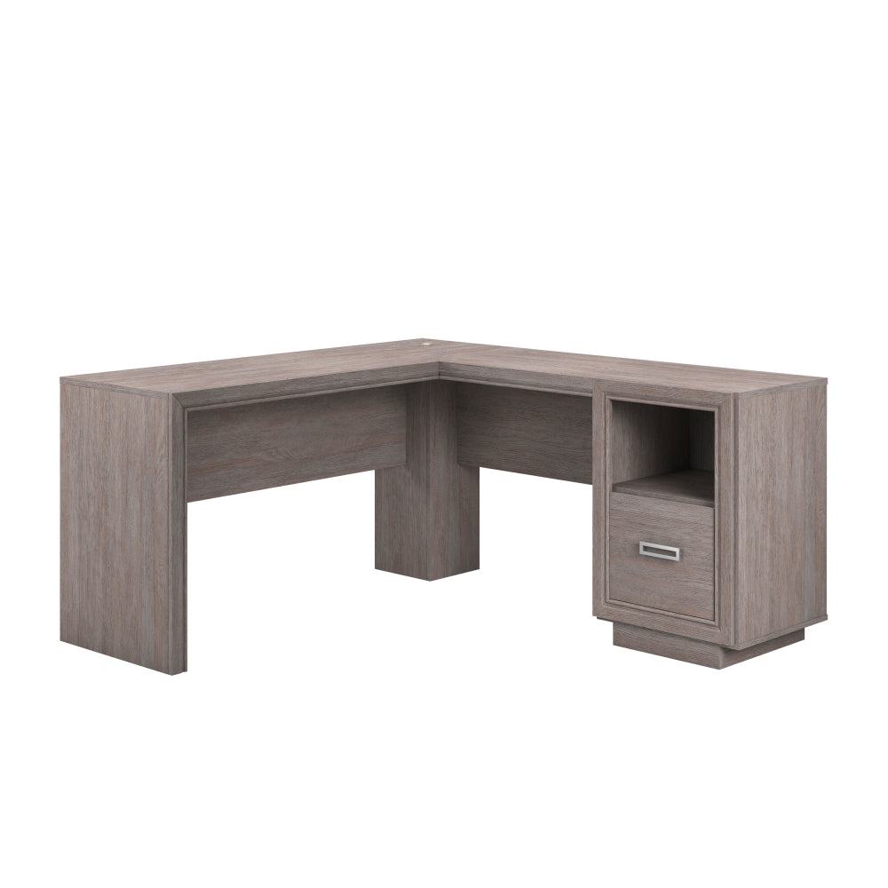 Sauder Hayes Garden Engineered Wood L-Desk in Ashen Oak Finish