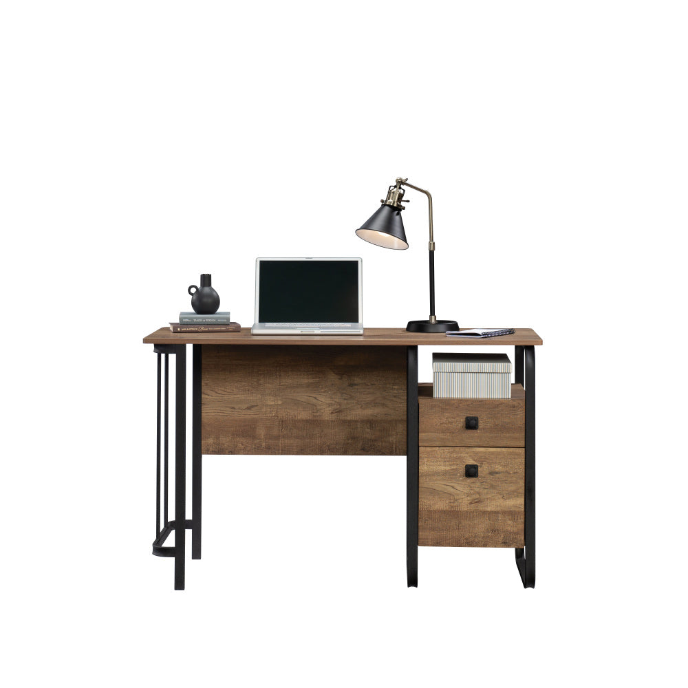 Sauder Station House Single Pedestal Desk, Etched Oak Finish