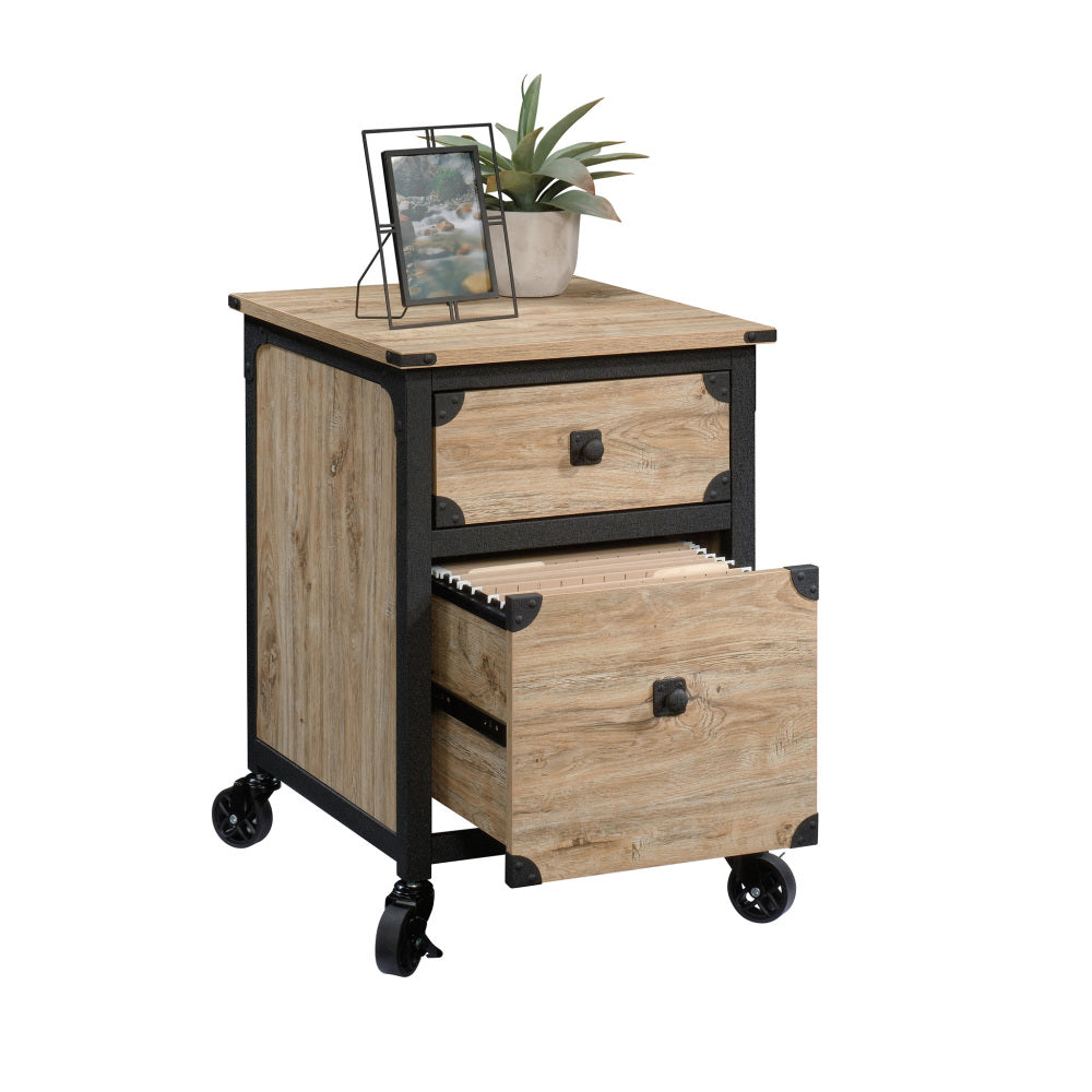 Steel River Pedestal File Cabinet, Metal Accent File Cabinet, Casters for Mobility, Industrial Style - Milled Mesquite Finish