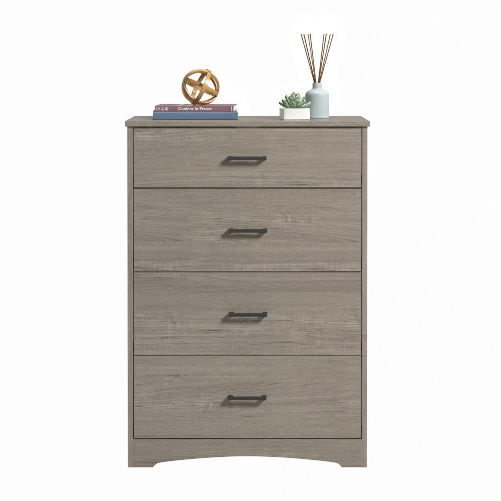 Sauder Beginnings 4-Drawer Chest of Drawers Silver Sycamore