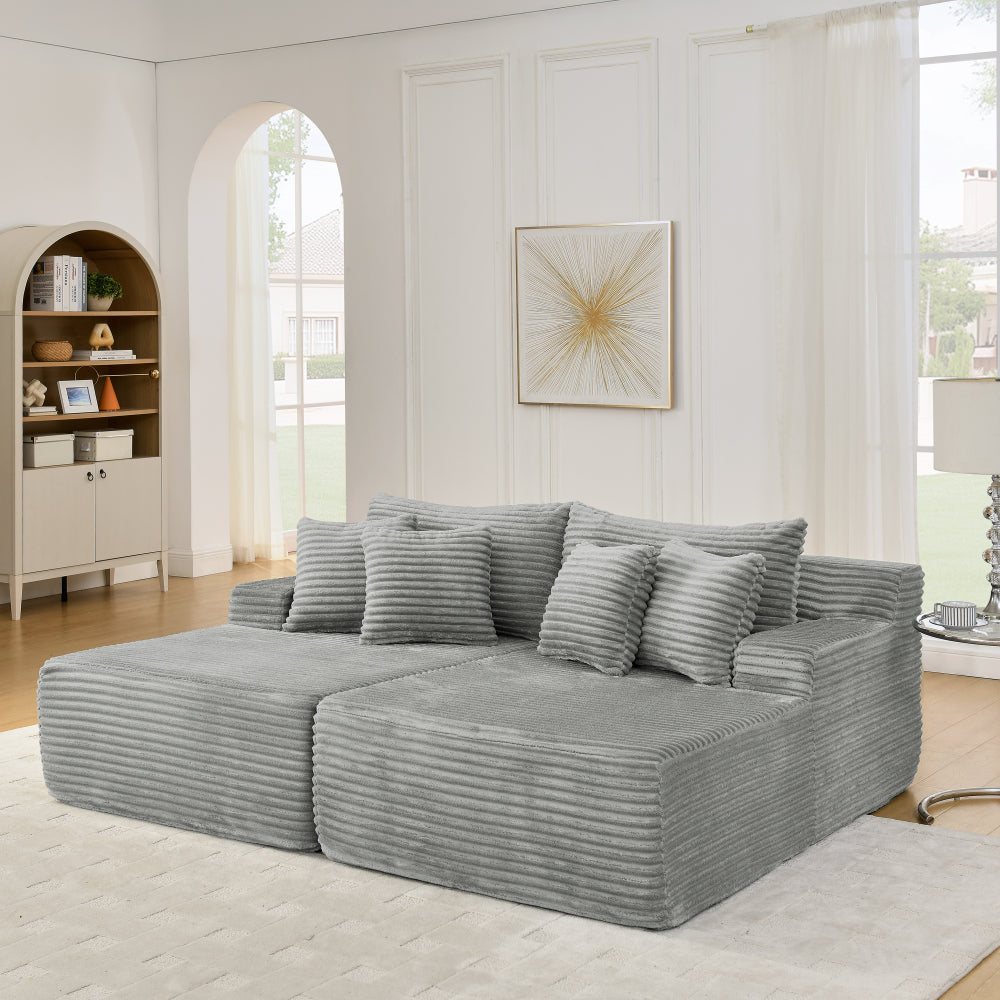 Two-seater lazy sofa lounge chair,Compressed sofa no assembly required, made of velvet fabric, fluffy modern lounge chair, used for indoor living rooms and bedrooms-Black