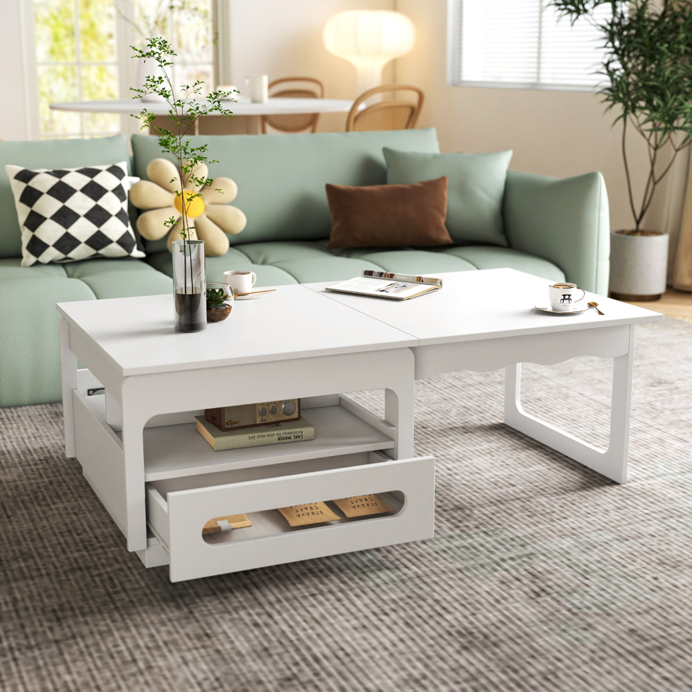 3 in 1 deformed Coffee Tables with Storage Cabinet for Living Room, Coffee Table with  for Dining Room