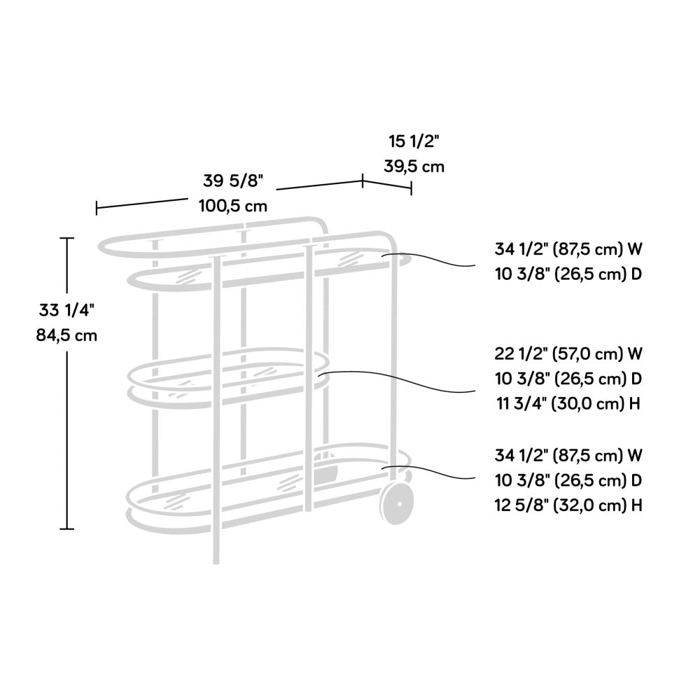 Coral Cape Modern Metal Bar Cart Black