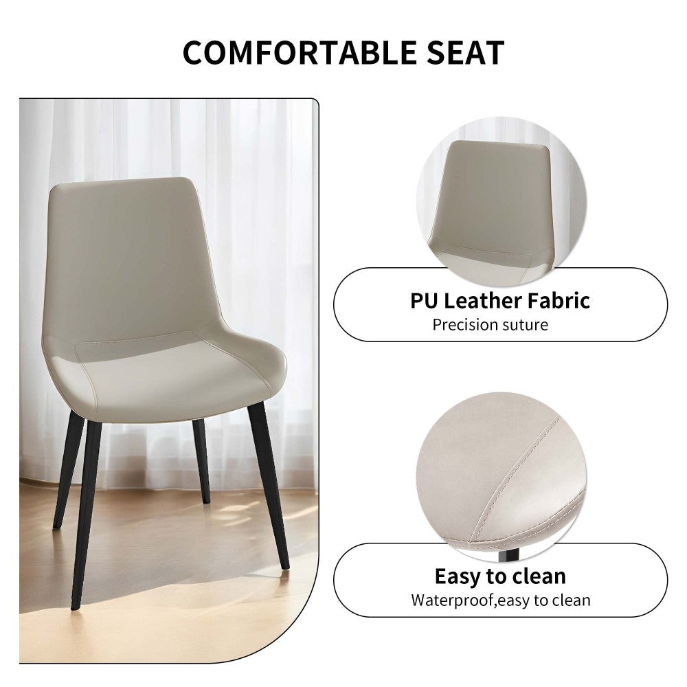 Dining Chairs 4PCS, Modern Kitchen & Dining Room Chairs, Upholstered Faux Leather Cushion Seat and Sturdy Metal Legs