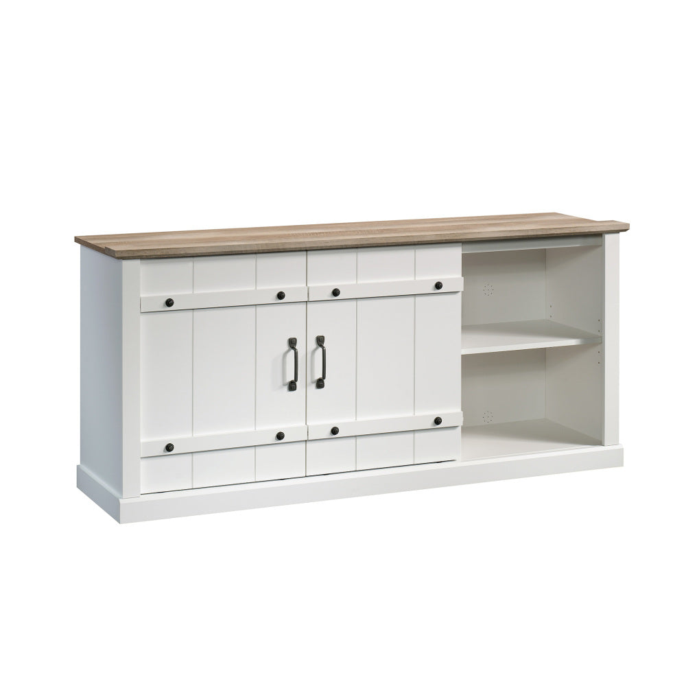 Sauder Miscellaneous Entertainment Farmhouse TV Stand, for TVs up to 70", Soft White Finish