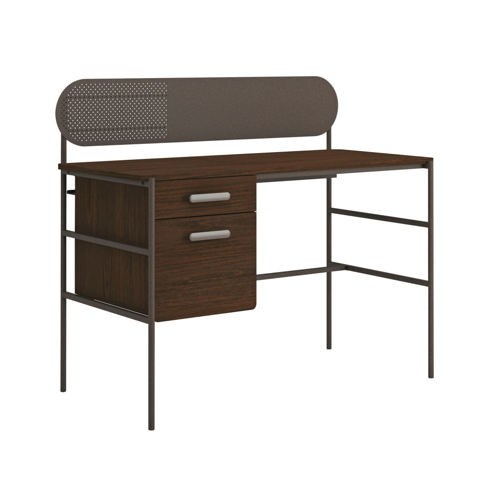 Sauder Radial Single Ped Desk, Umber Wood Finish