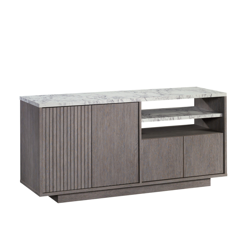 Sauder East Rock Engineered Wood Credenza in Ashen Oak Finish