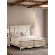 Contemporary 1pc Eastern King Size Bed Channel Padded Headboard Oak Finish Bedroom Furniture