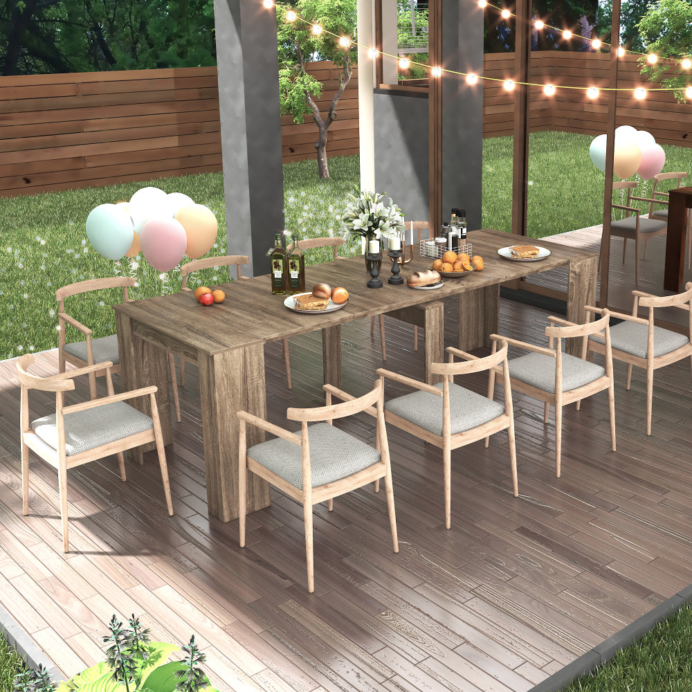 Modern Multifunctional Extendable Dining Table with Outlet, Space Saving Expanding Table with Storage for Party, Weddings, Meetings, Celebrations