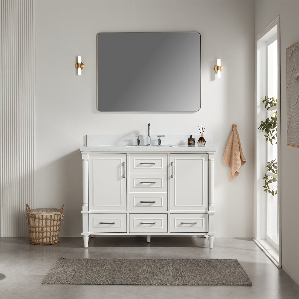 Fully Assembled 48'' Freestanding Single Bathroom Vanity with 2 Free Handle Sets