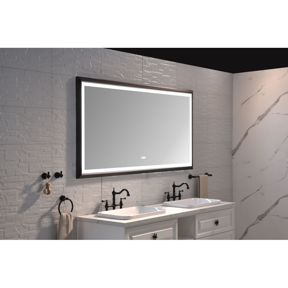 72 x 48 Inch LED Bathroom Mirror with Aluminum Frame, Wall Mounted Vanity Mirror, Anti-Fog, Memory, 3 Colors, Stepless Dimmable