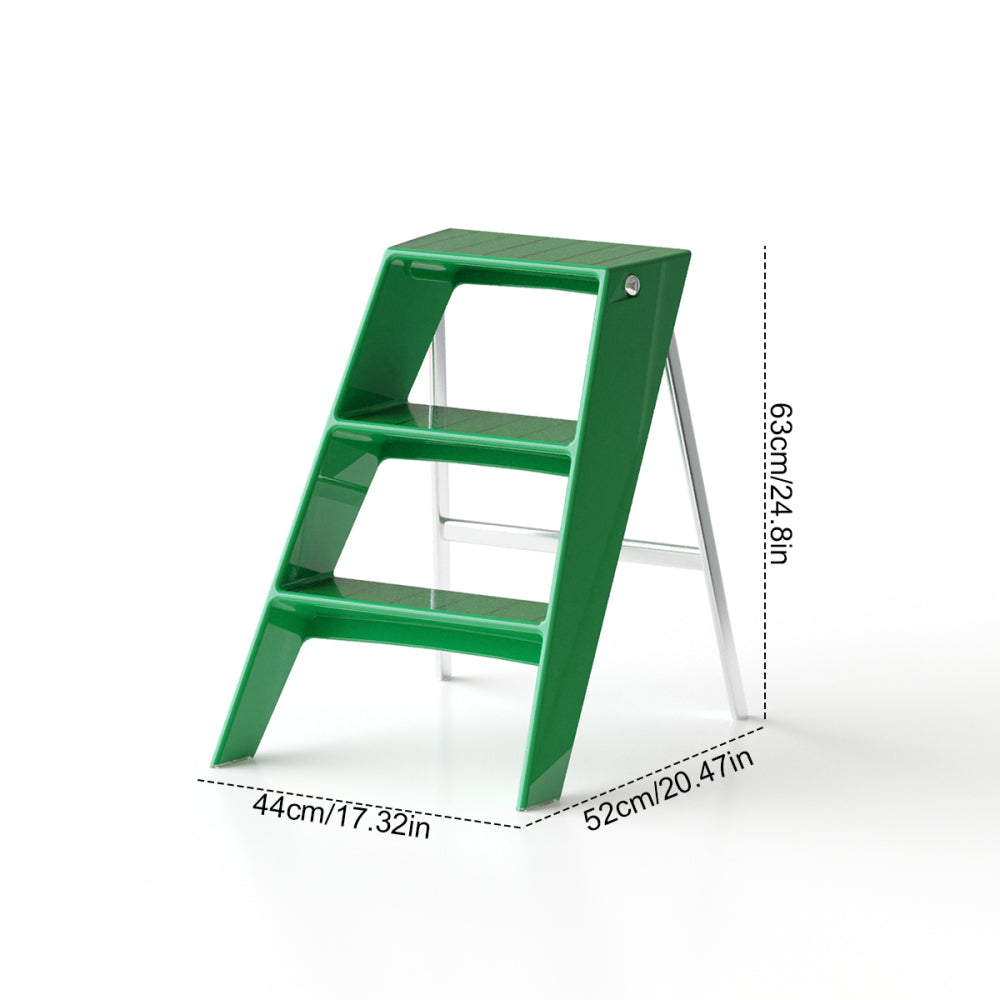 Home folding ladder frame indoor (green)multi-functional thick folding ladder stool simple creative anti-slip plastic edge table ladder frame