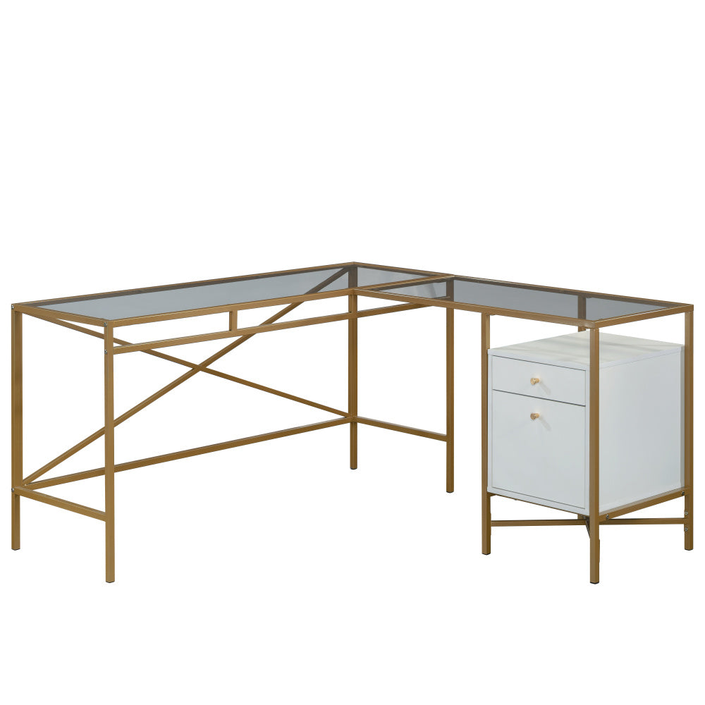 Sauder Harper Heights L-Desk, White Finish
