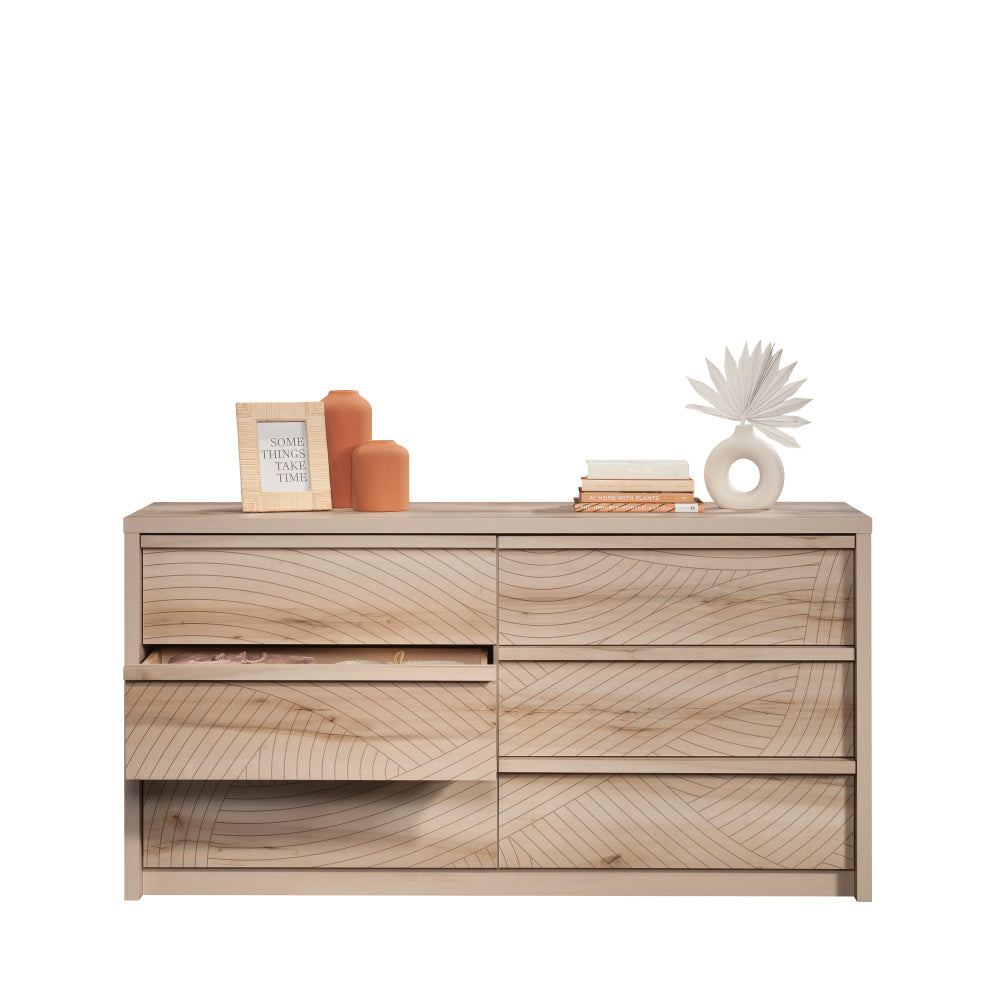 Harvey Park 6-Drawer Wood Dresser in Pacific Maple- Sauder