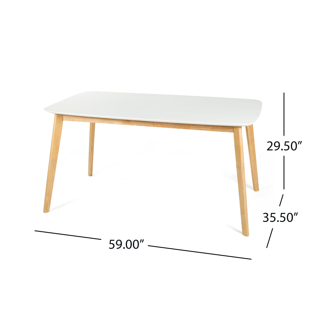 5-Piece Dining Set, 1 Table + 4 Chairs, Rubberwood Frame, Ergonomic Chairs & Faux Wood Table, Natural+Grey+White Oak