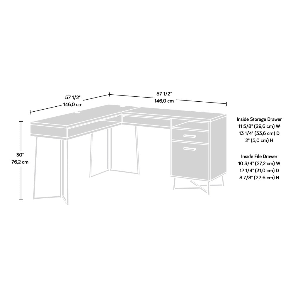 Sauder Canton Lane L Desk, Brew Oak Finish